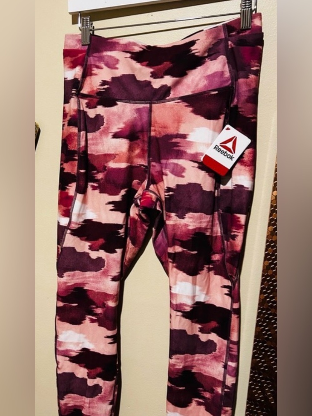 Reebok Pink and Burgundy Camo Leggings